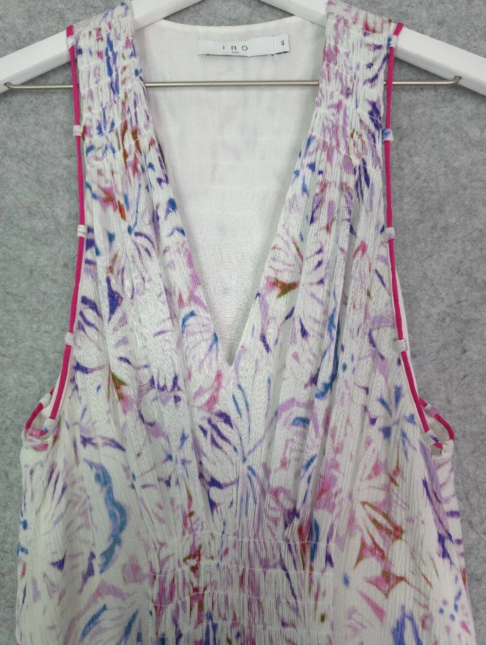 IRO Linen Blend Vneck Watercolor Floral-Print Midi Dress - Picture 5 of 12